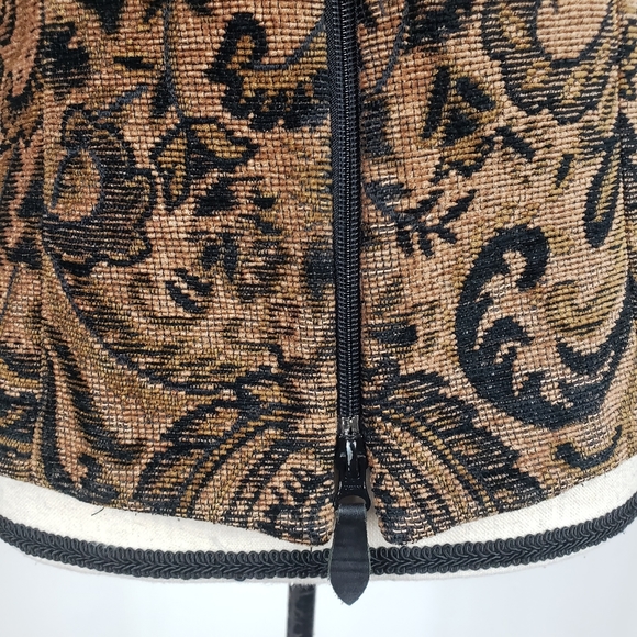 Vintage Emil Rutenberg Collection Brown & Black Paisley Tapestry Full Zip Vest L - Picture 11 of 15